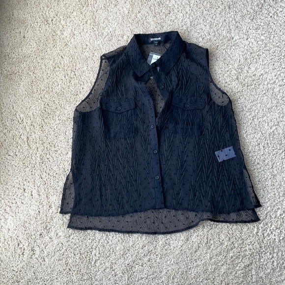 NWT sheer collared tank blank szS EXPRESS - Picture 1 of 3